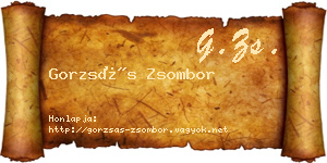 Gorzsás Zsombor névjegykártya